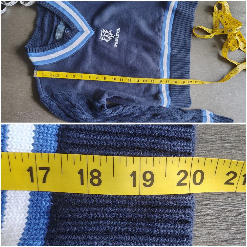 Polo Ralph Lauren Wimbledon 2026 Hybrid Cable Knit Sweatshirt Navy Small - Picture 8 of 16